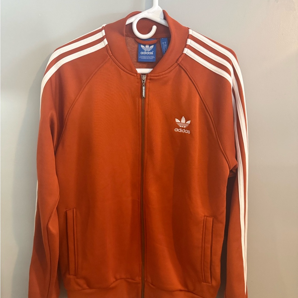 adidas Originals Men Retro Orange Performance Track Jacket 3 Stripes Medium